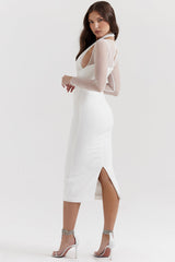 Long dress with transparent sleeves