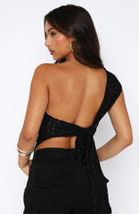 One-shoulder top with lace decoration
