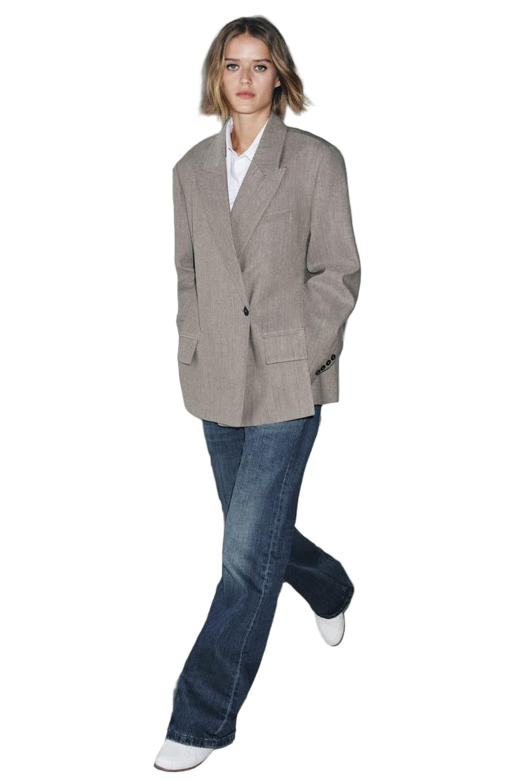 Gray oversized blazer with front pockets