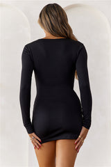 Black long sleeve mini dress