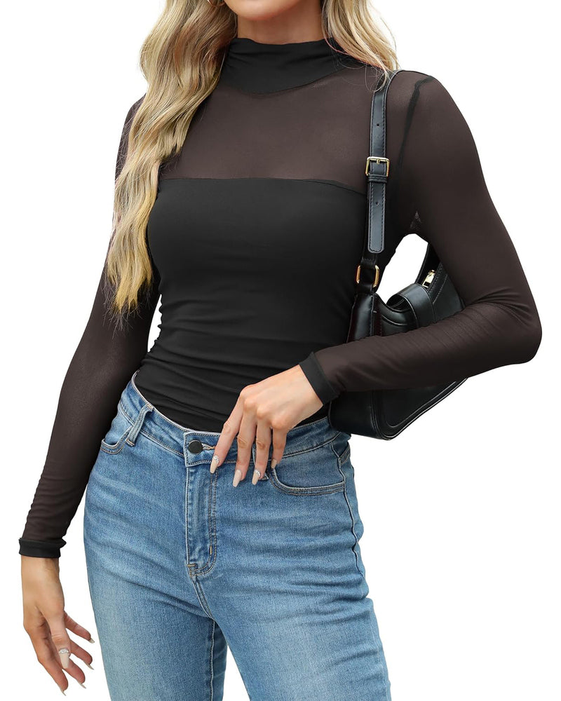 Skir långärmad topp med rund hals