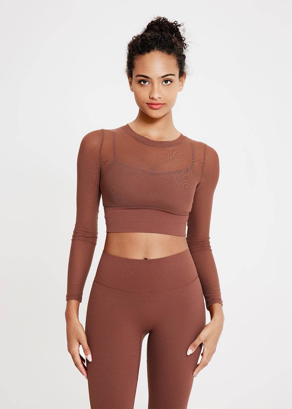 Long sleeve mesh crop top