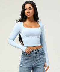 Long-sleeved crop top with contrasting details