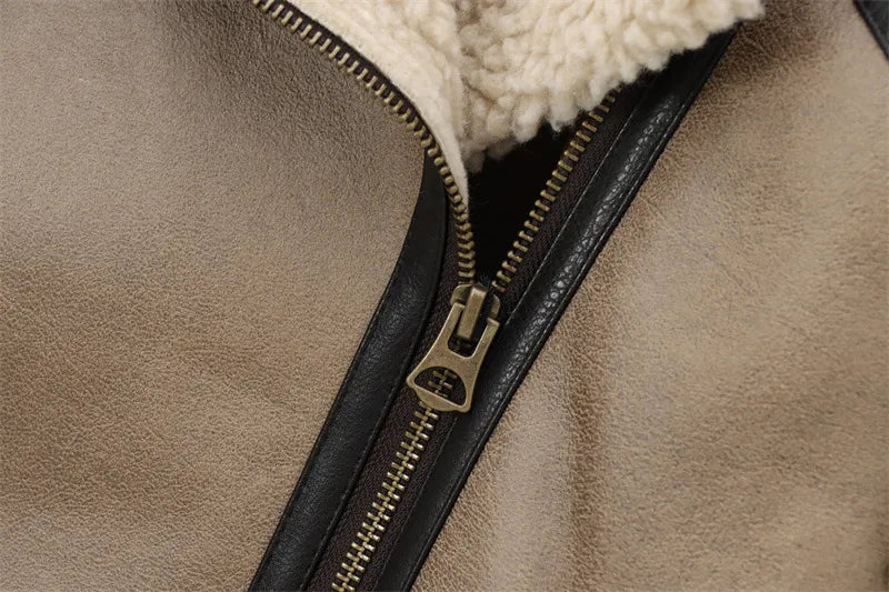 Beige jacket with soft collar & contrast details