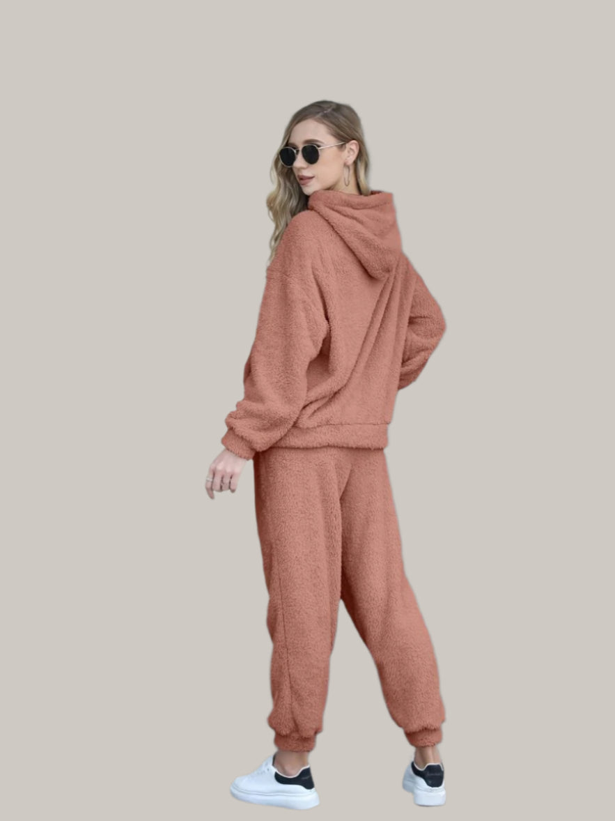 Hooded teddytoppar med byxor set