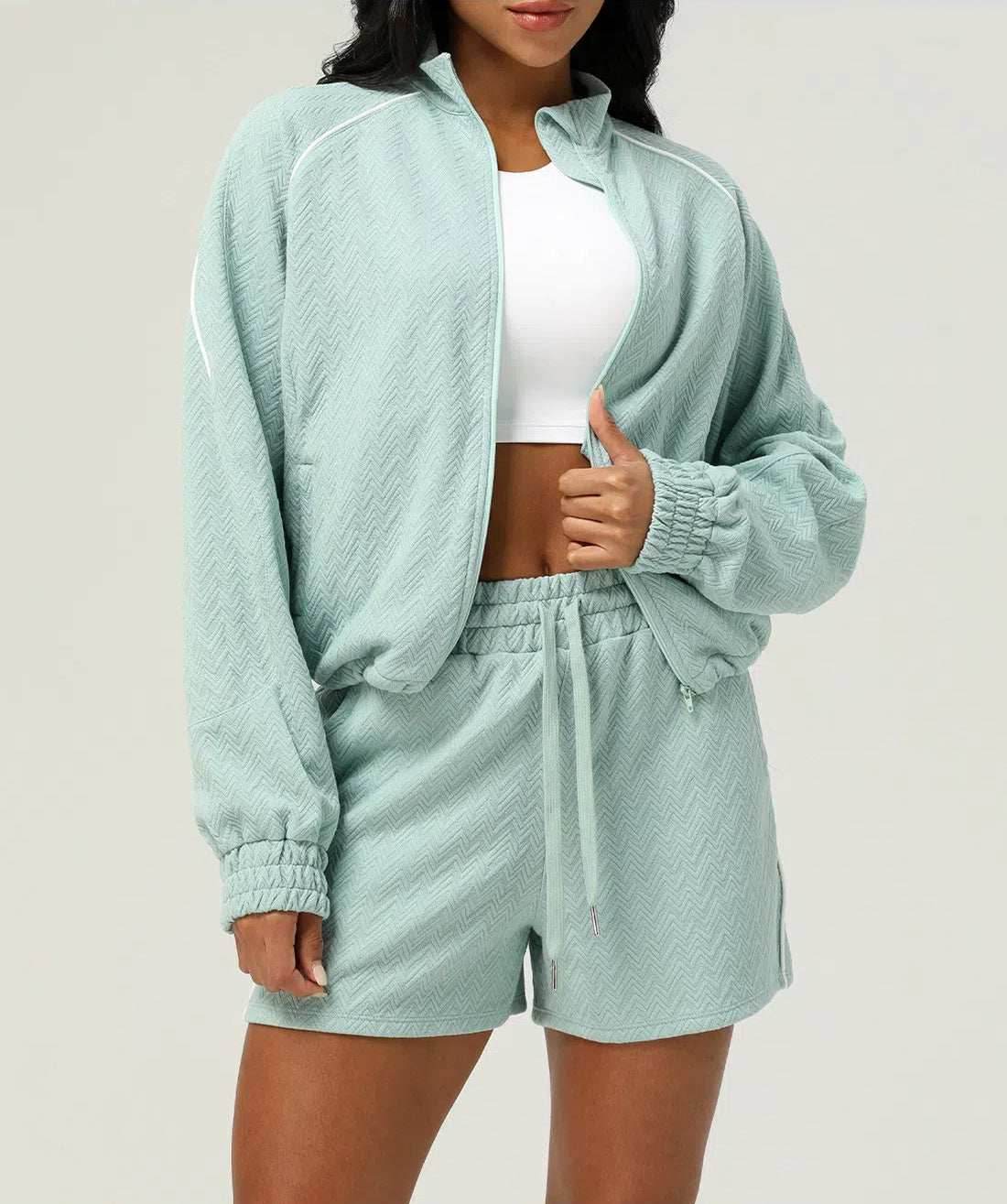 Sports tracksuit with jacket and shorts