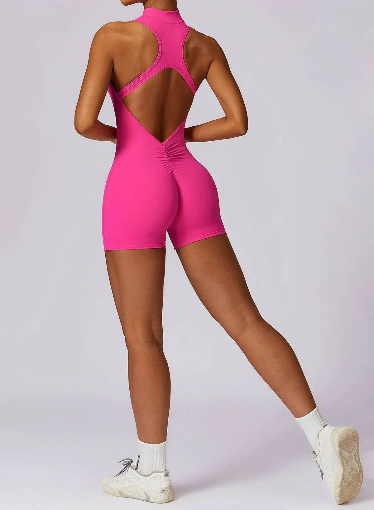 High-Neck Zip Playsuit with Short Legs