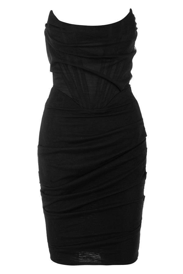 Rygglös svart miniklänning