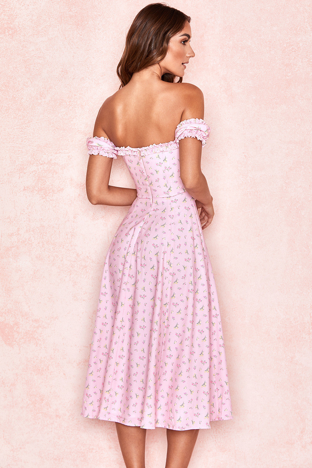 Blommig axelbandslös lång sundress