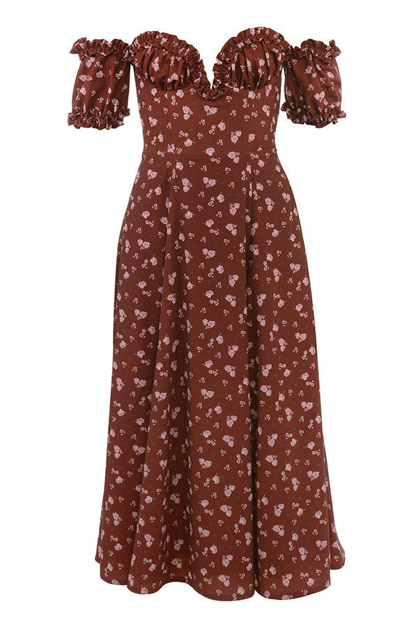 Blommig axelbandslös lång sundress