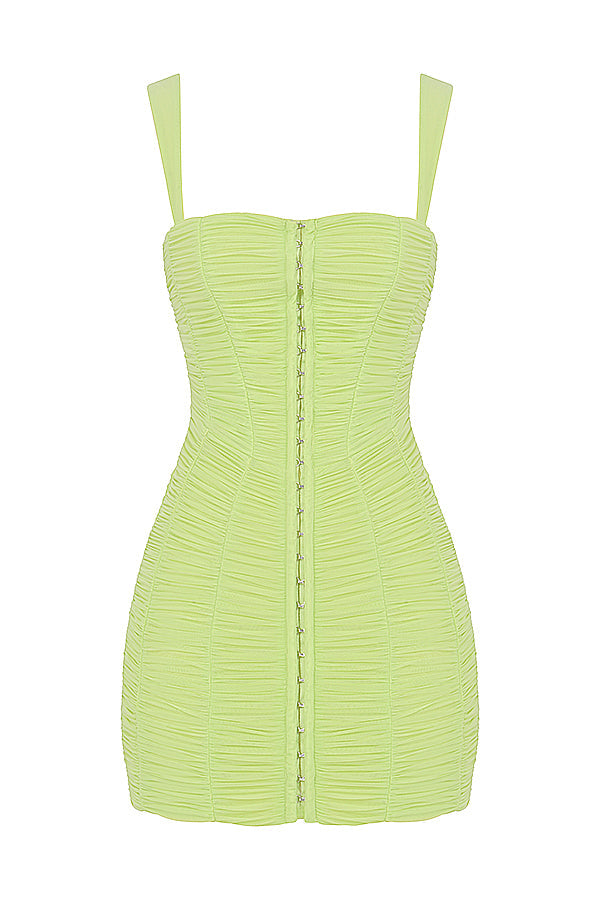 Miniklänning med kristaller och volanger