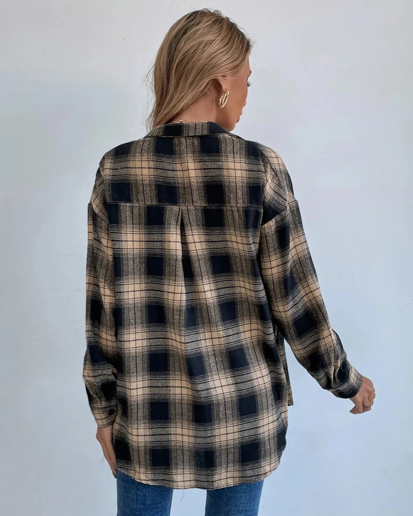 Checked oversized shirt jacket