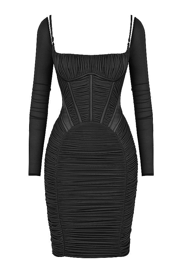 Smal korsettklänning med lång ärm