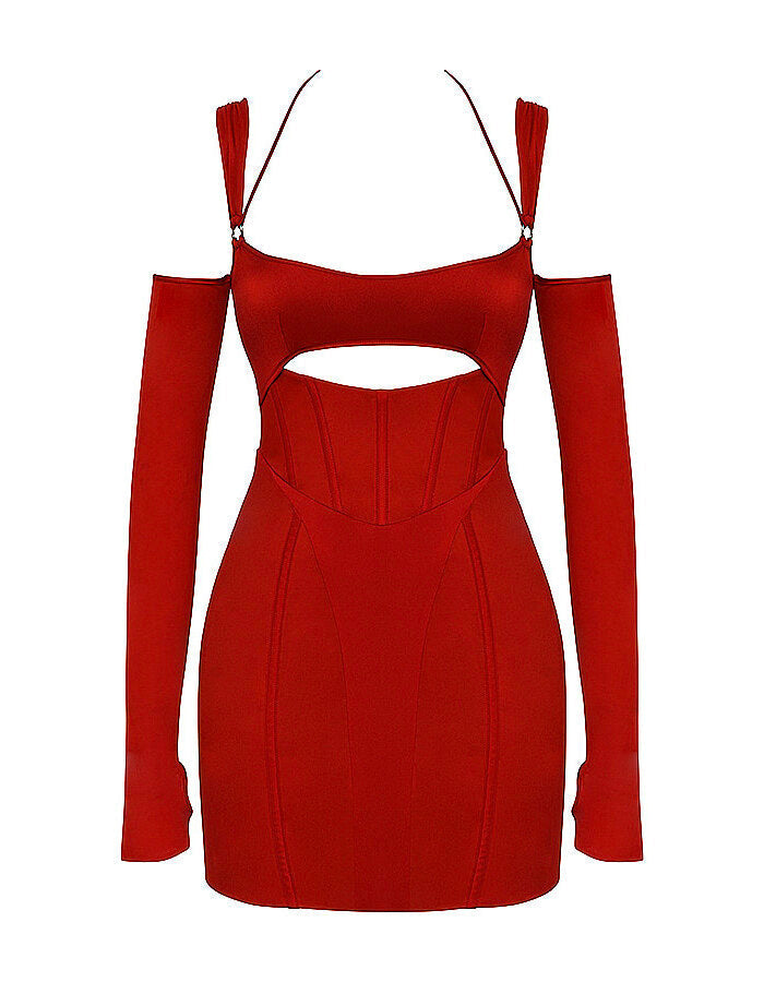 Red cutout bodycon dress