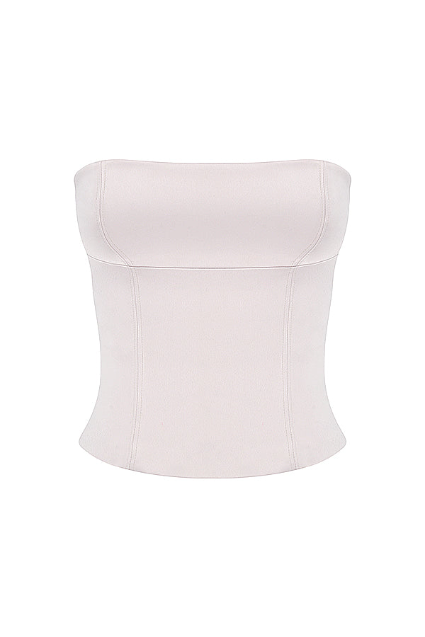 Axelbandslös satinkorsett med byxor med raka ben