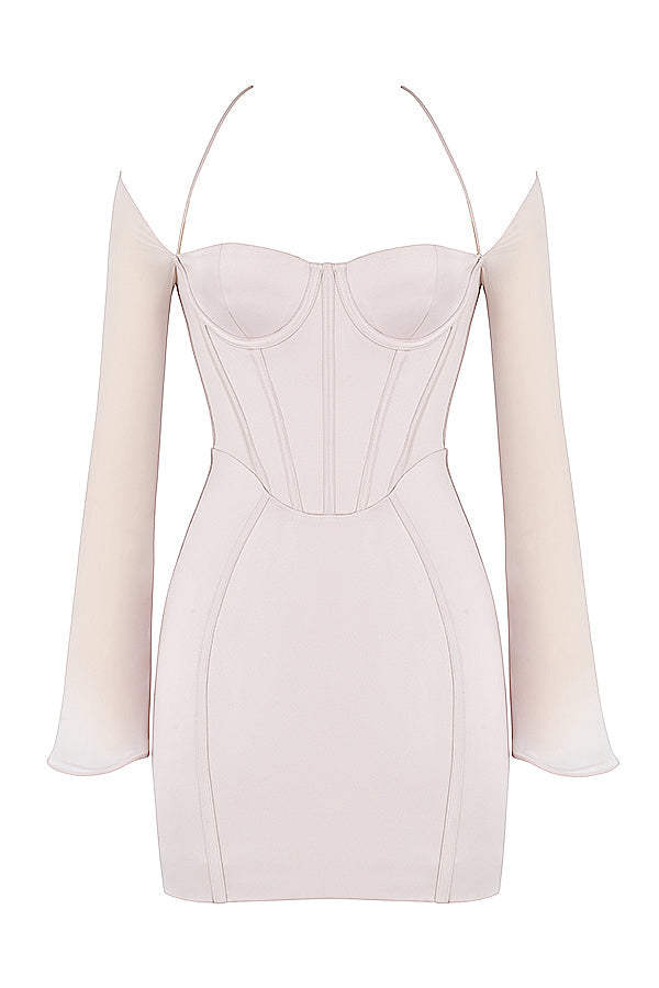 Korsettminiklänning långärmad i satin