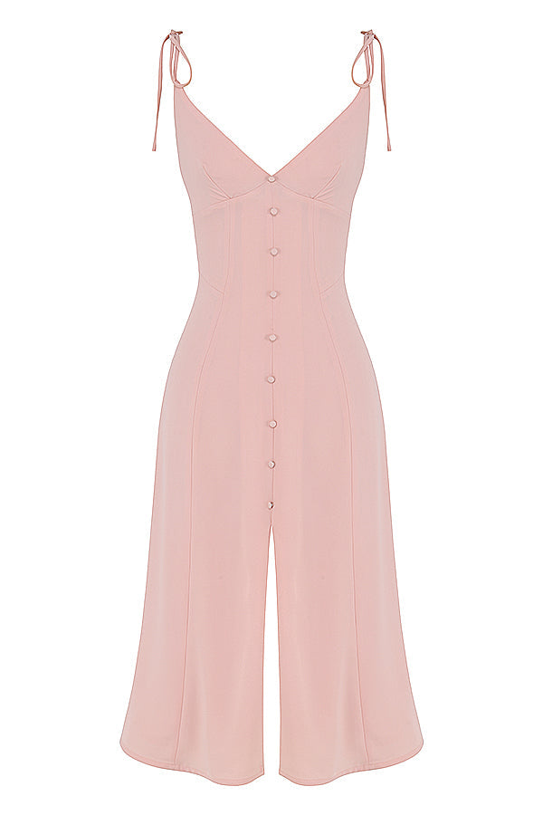 Blommig långklänning med utskärning