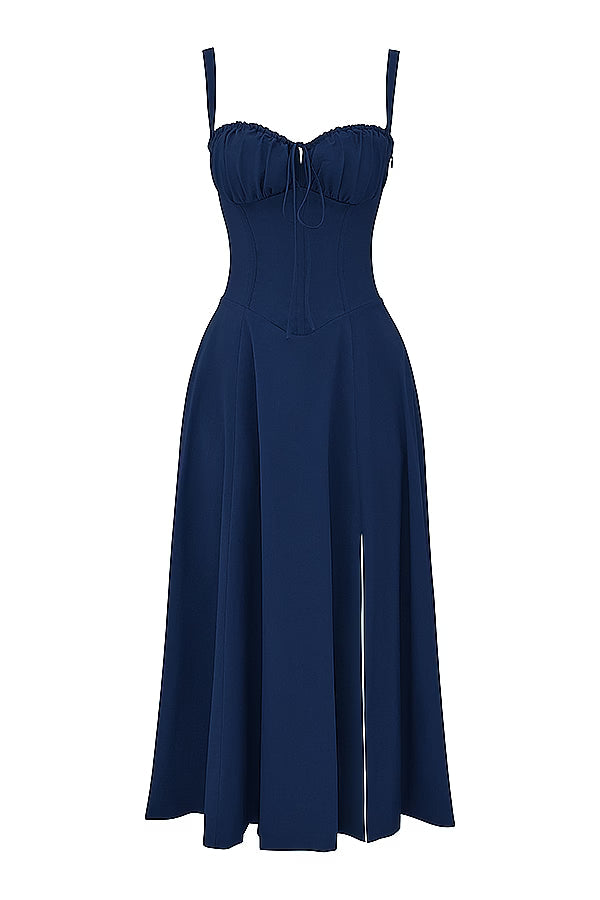 Dark blue corset midi dress