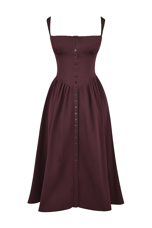 Lång knäppt lätt klänning