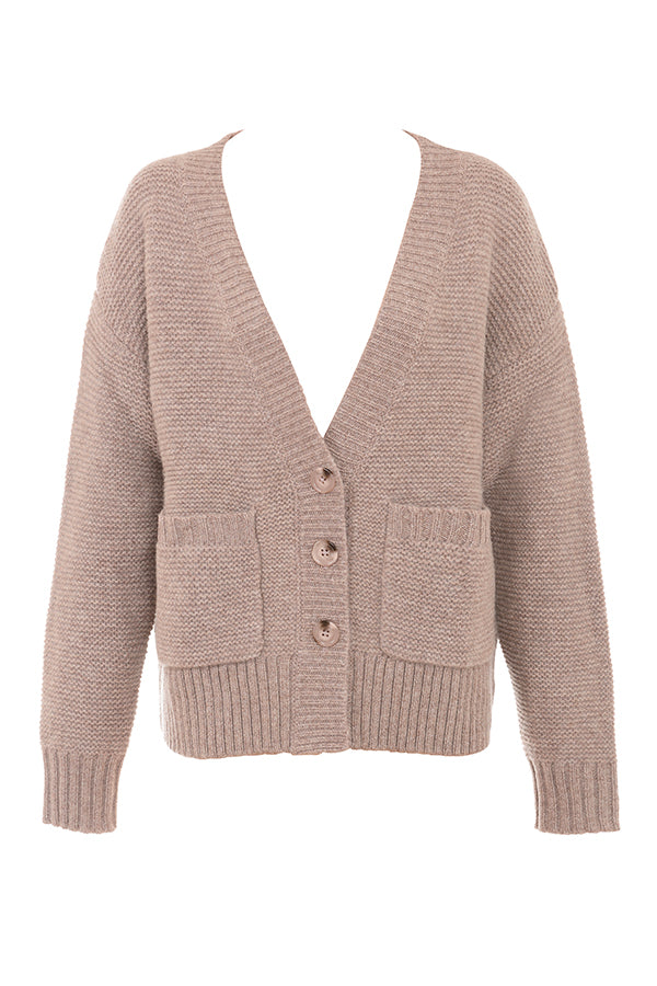 Stickad mjuk cardigan med bralette och leggings