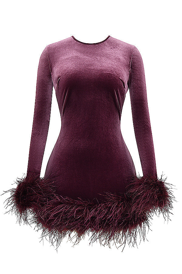 Miniklänning i sammet med dragkedja bak