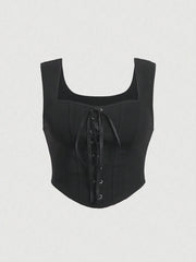 Lace-up top with fitted cut