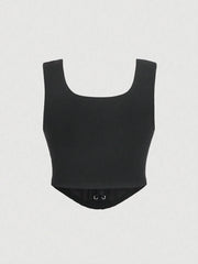 Lace-up top with fitted cut