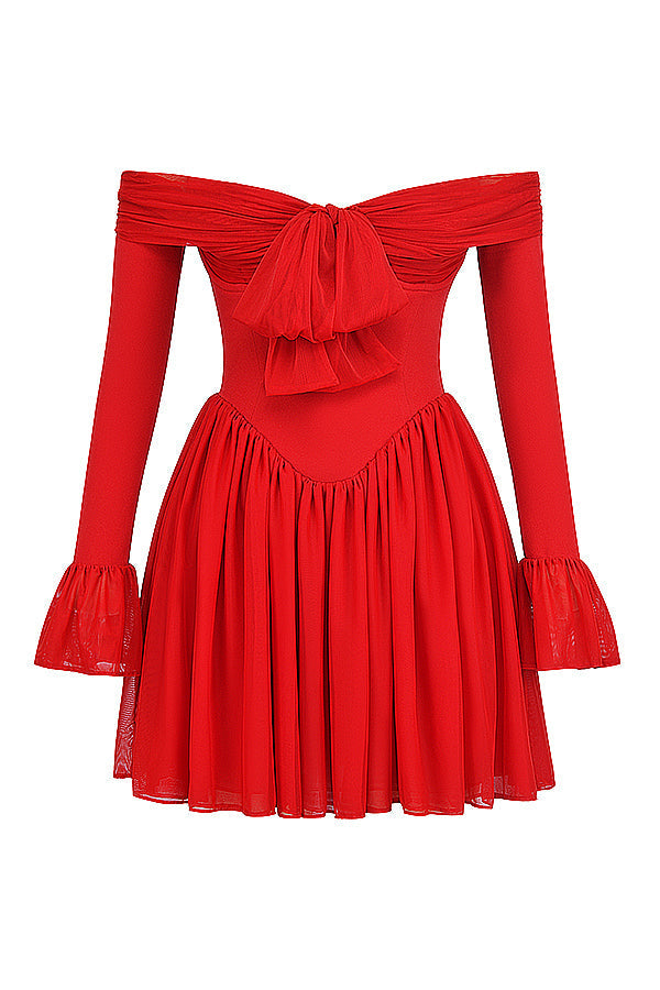 Off shoulder långärmad minidress