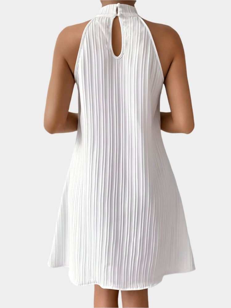 White pleated backless dress
