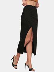Black slit midi skirt
