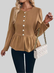 Kamelfärgad ulljacka med knappar