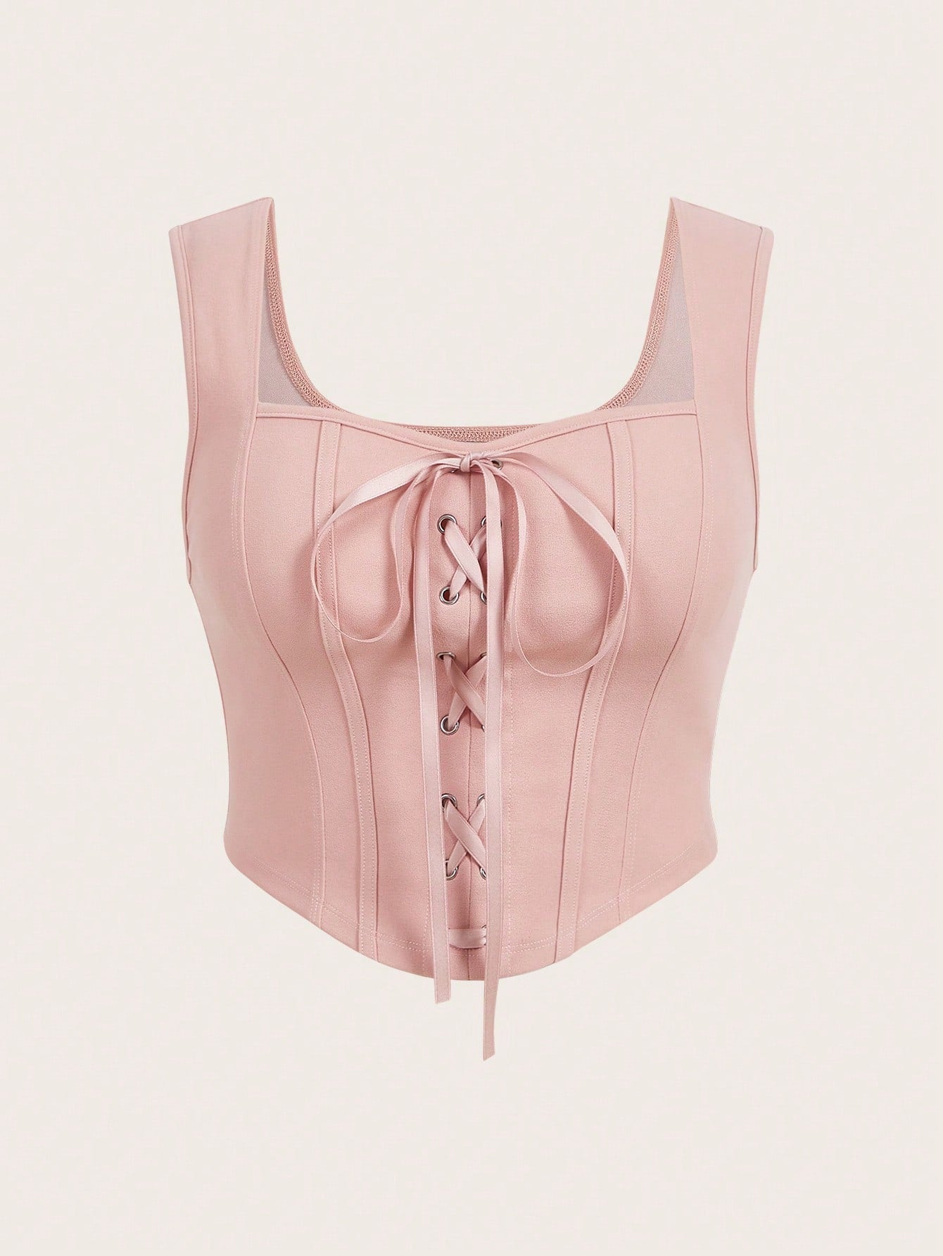 Lace-up top with fitted cut