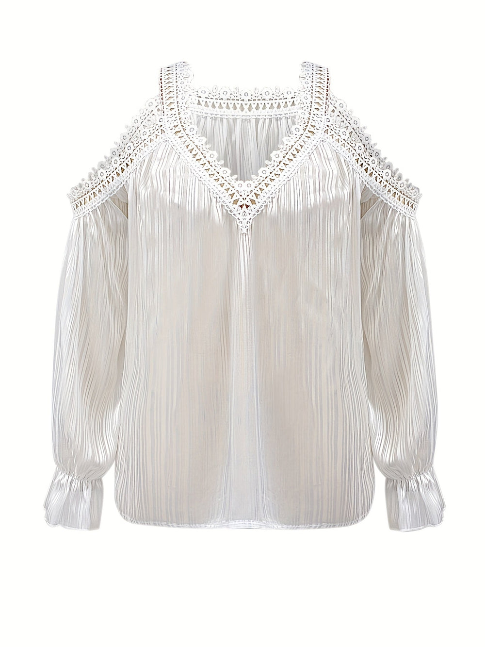 Draperad blus med spetskant