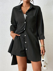 Knäppbar skjorta och shorts med resår i midjan