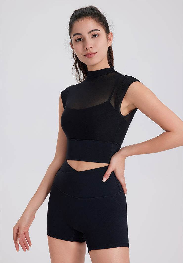 Short sleeve mesh crop top