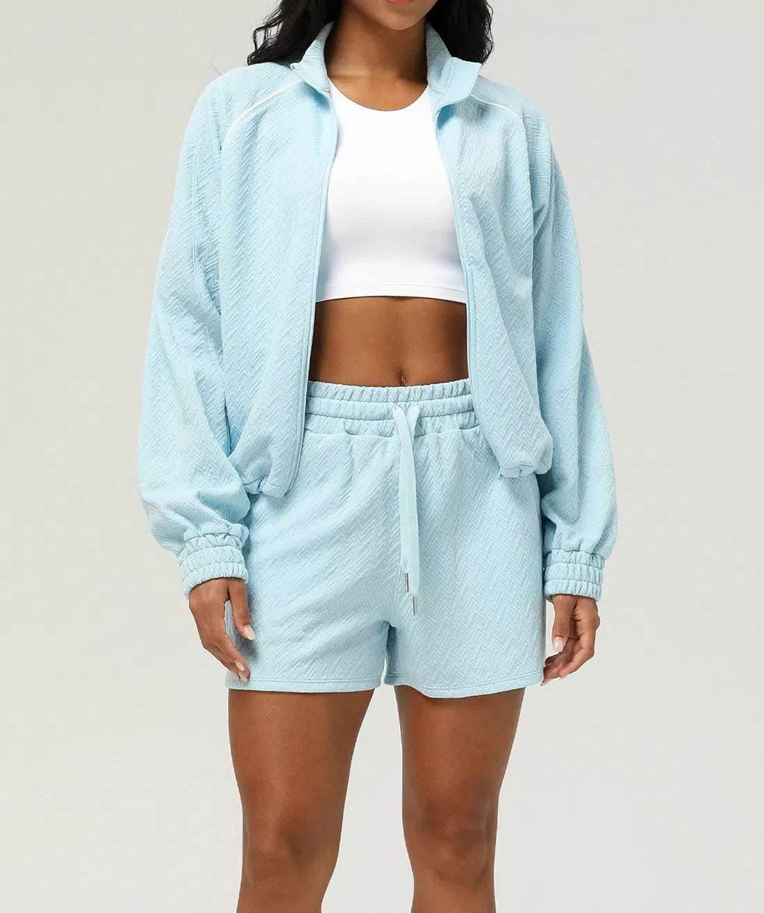 Sports tracksuit with jacket and shorts