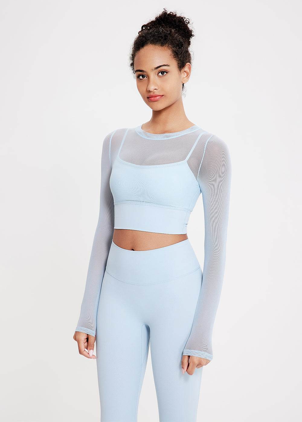 Long sleeve mesh crop top