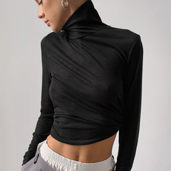 Långärmad svart topp med polokrage