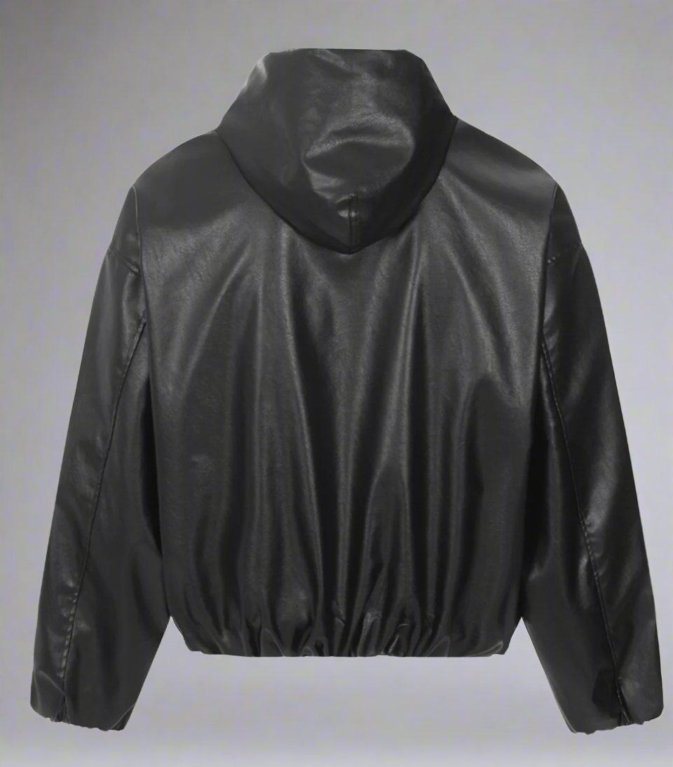 Skinnjacka med huva i retrostil