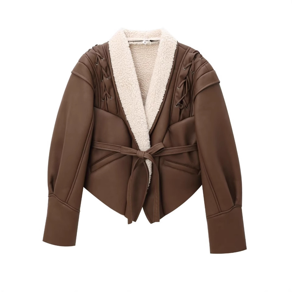 Brun pälsjacka i retrostil