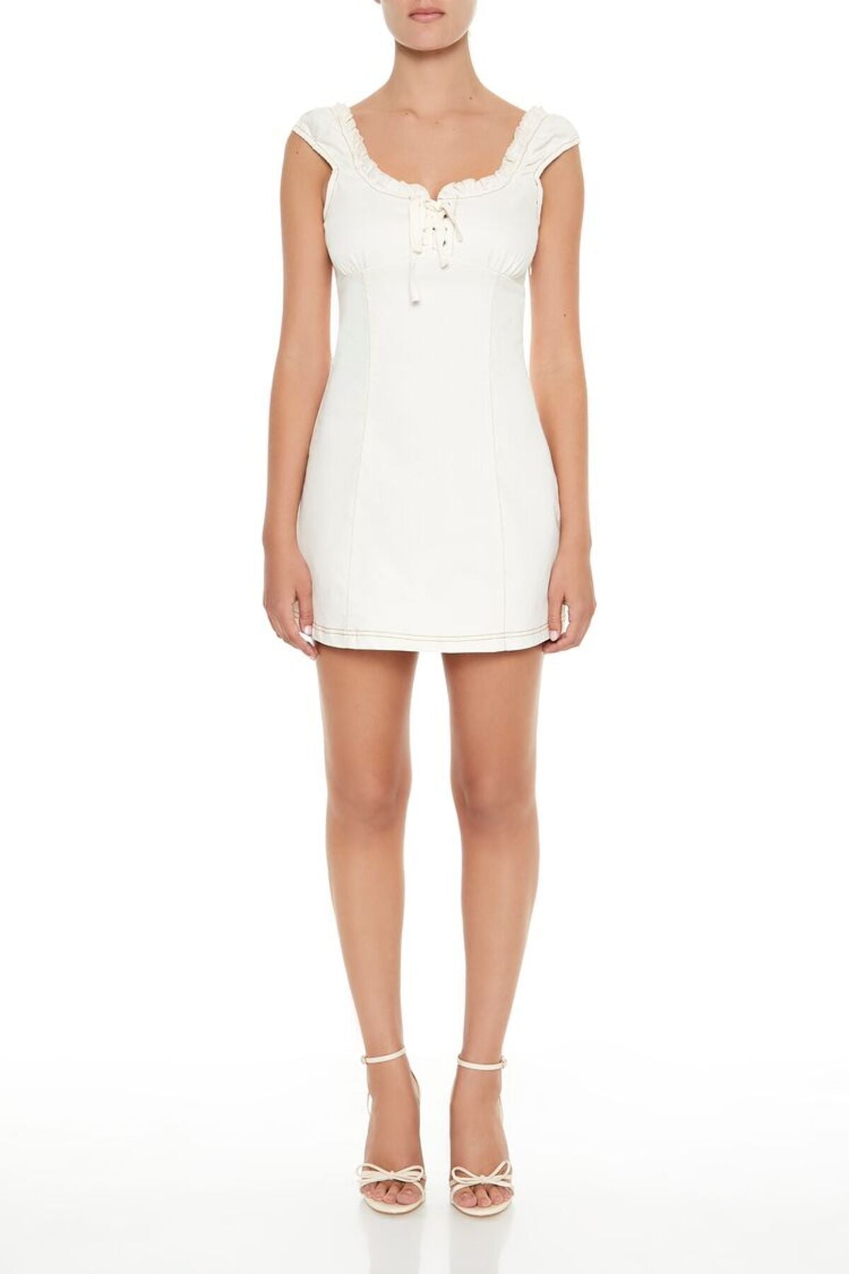 White ruffled lace mini dress