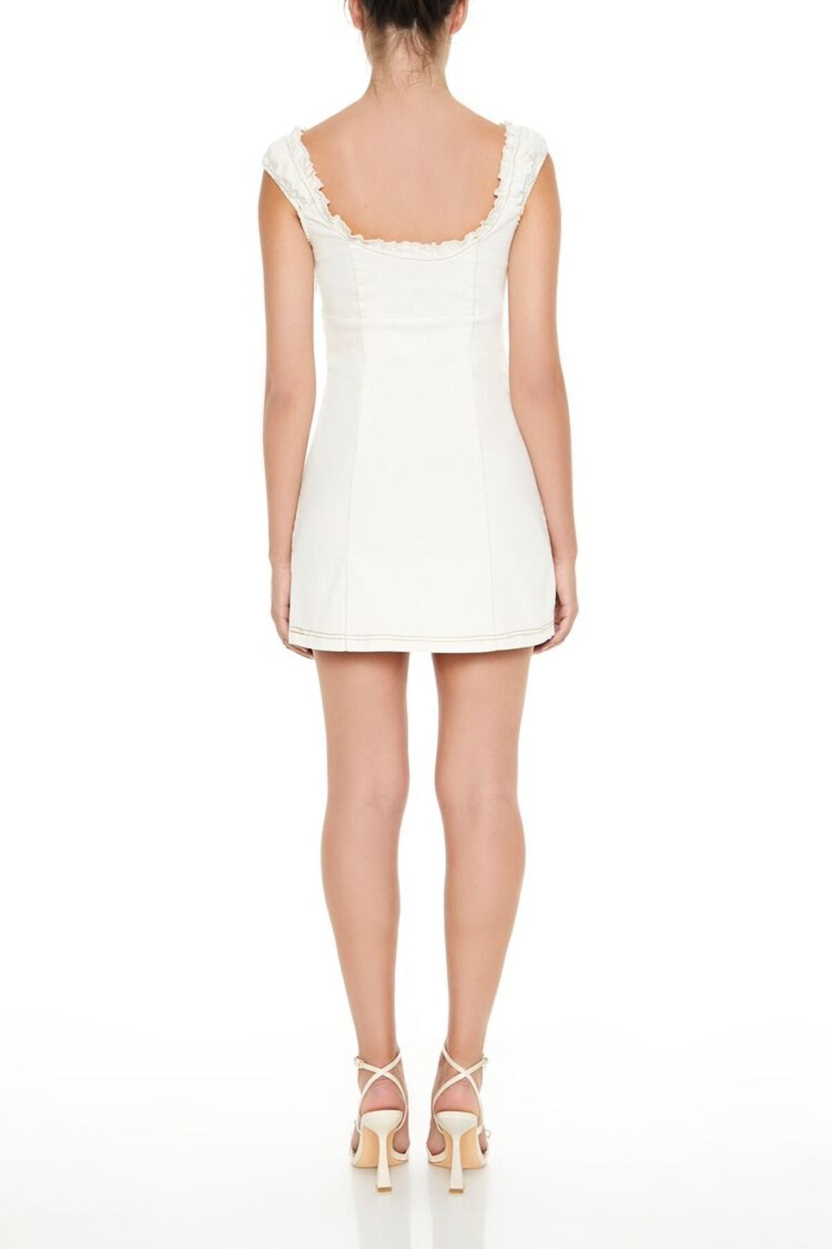 White ruffled lace mini dress