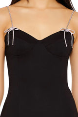 Black mini dress with glittery straps