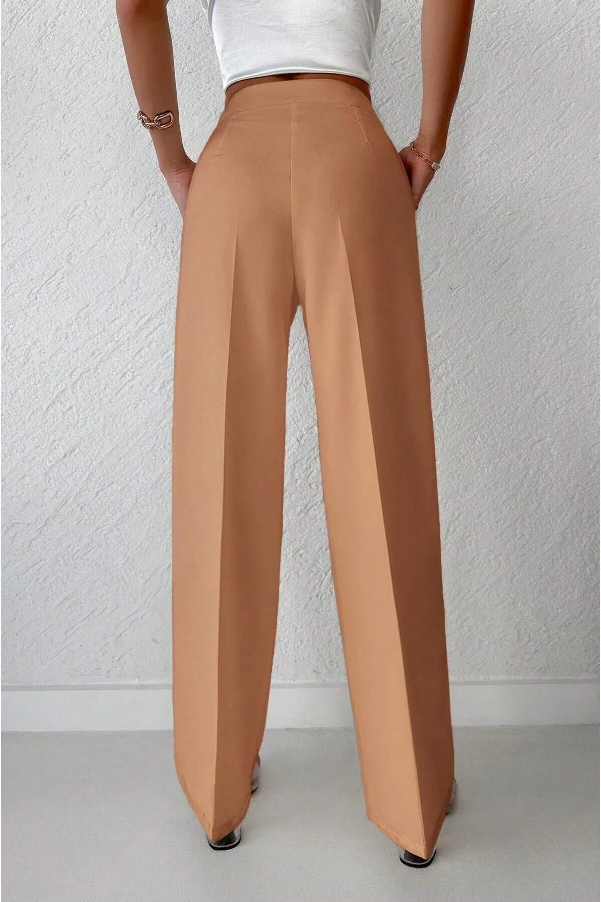 Beige wide leg pants