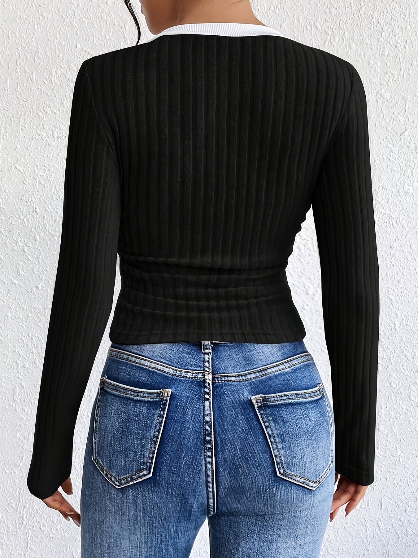 Långärmad T-shirt med bred V-ringning