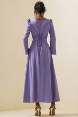 Light purple satin long sleeve dress