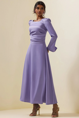 Light purple satin long sleeve dress