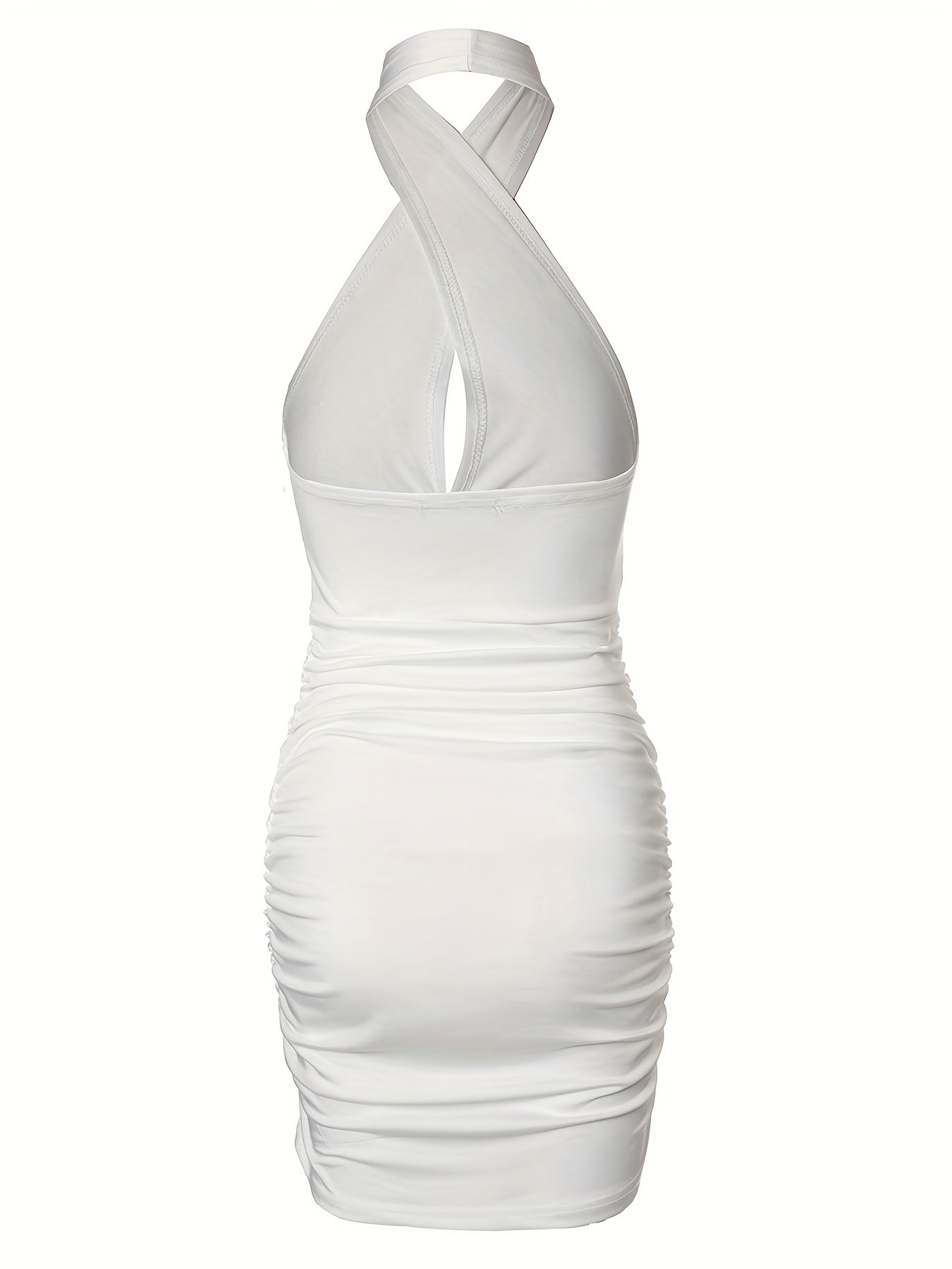 Smal halterneckklänning utan rygg med volanger