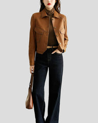 Short utility jacket with front pockets