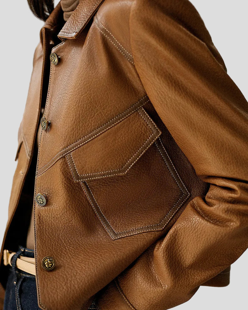 Short utility jacket with front pockets